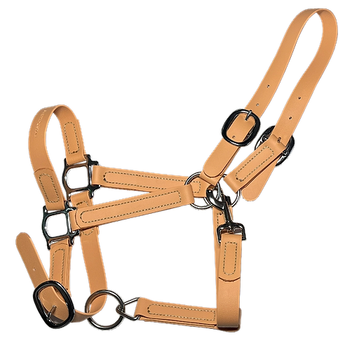 Basic PVC Halter with Double Adjustment “Harvest Beige” with Silver Hardware